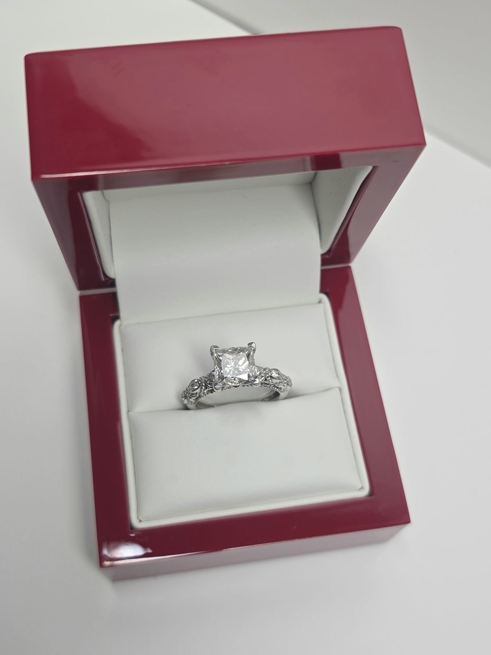 James Allen 2.30ct Princess Cut Moissanite Engagement Ring 14K White Gold Band